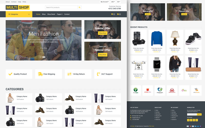 online shop website template