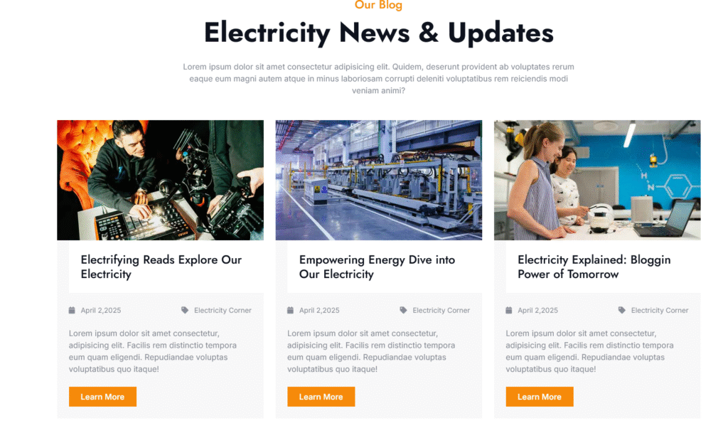 Electrical Services Website HTML Template With Free Source Code 3 Electrical3